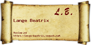 Lange Beatrix névjegykártya